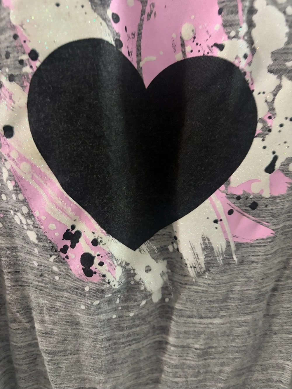 Justice Grey Tee with Black Heart and Pink Accents